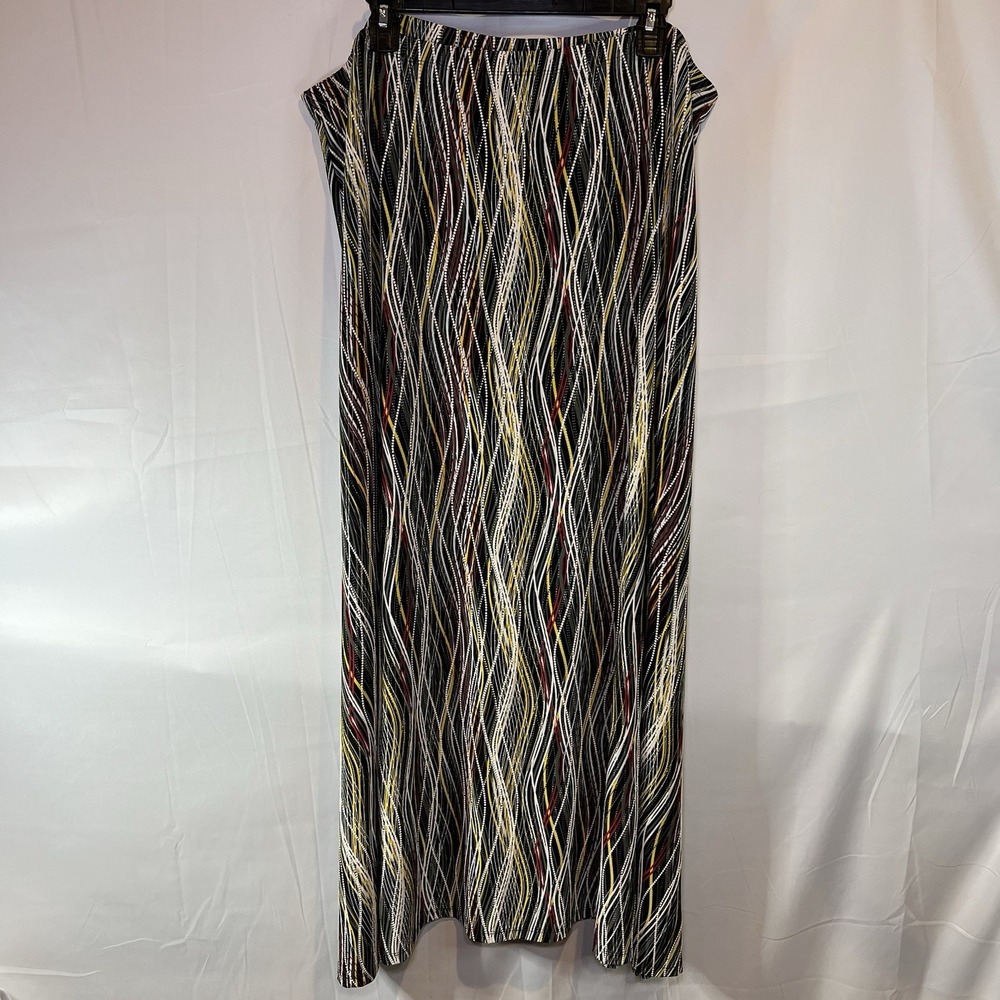 Cato black‎ white red abstract striped stretchy maxi skirt 18/20W Geometric 2XL